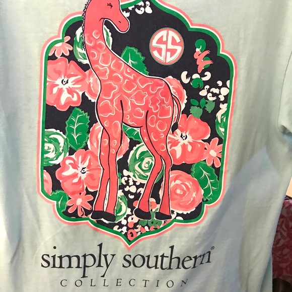 SIMPLY SOUTHERN mint green t-shirt w/ giraffe - Picture 3 of 3